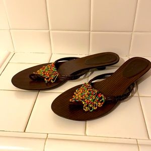 Cole Haan brown beaded kitten heels